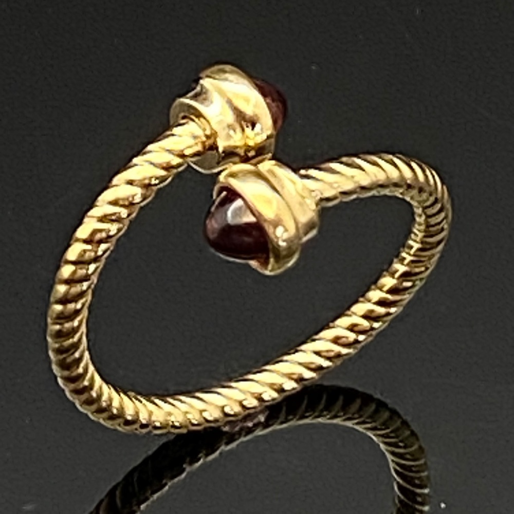 Solid 14K Gold Red Garnet Bypass Cocktail Ring